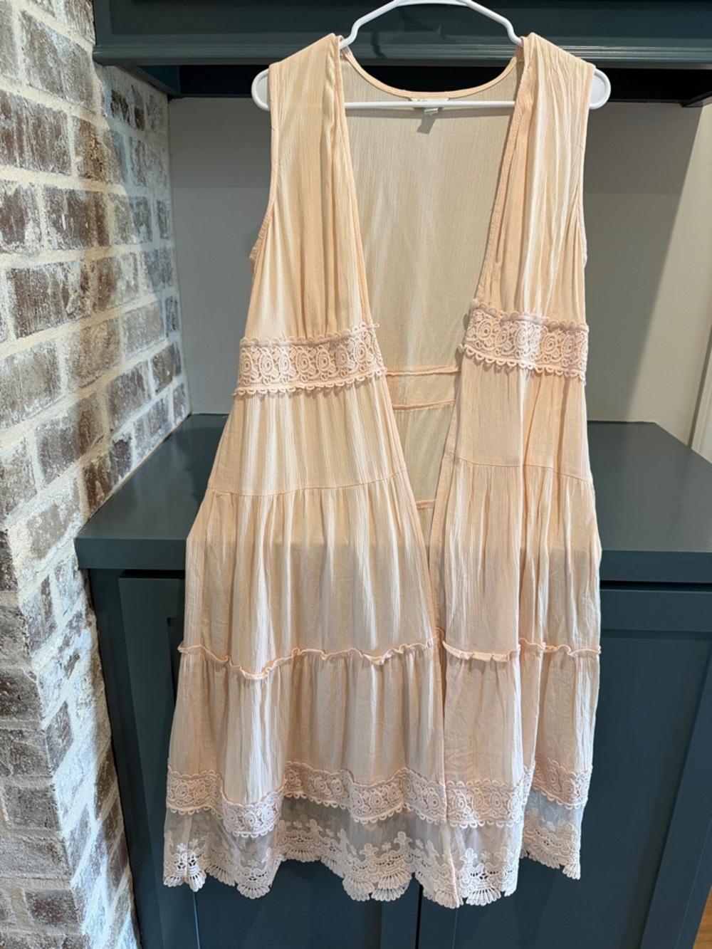 Cato Peach Lace-Trim Sleeveless Cardigan Vest